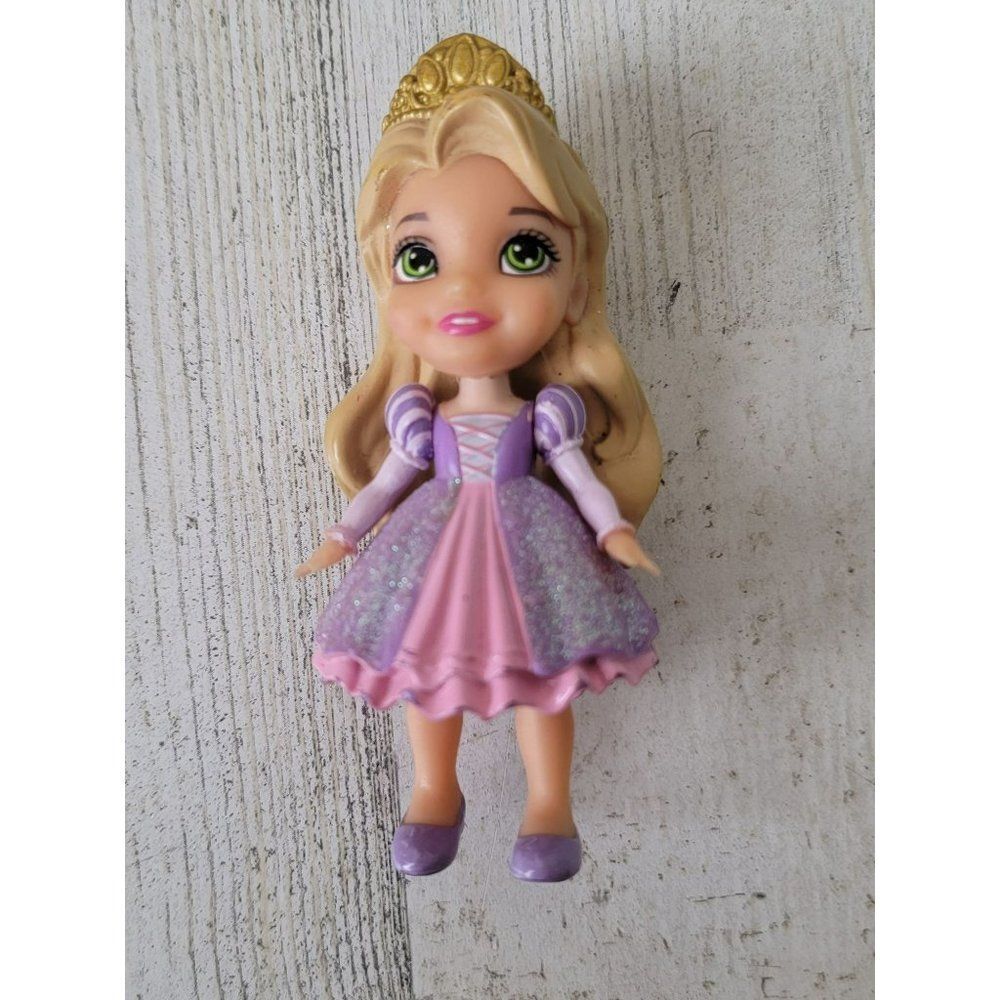 Disney mini doll blonde princess glitter purple dress toy figure